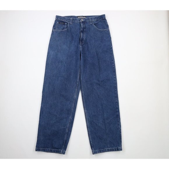 Vintage 90s Streetwear 36x32 Distressed Baggy Loose Fit Wide Leg Denim Jeans